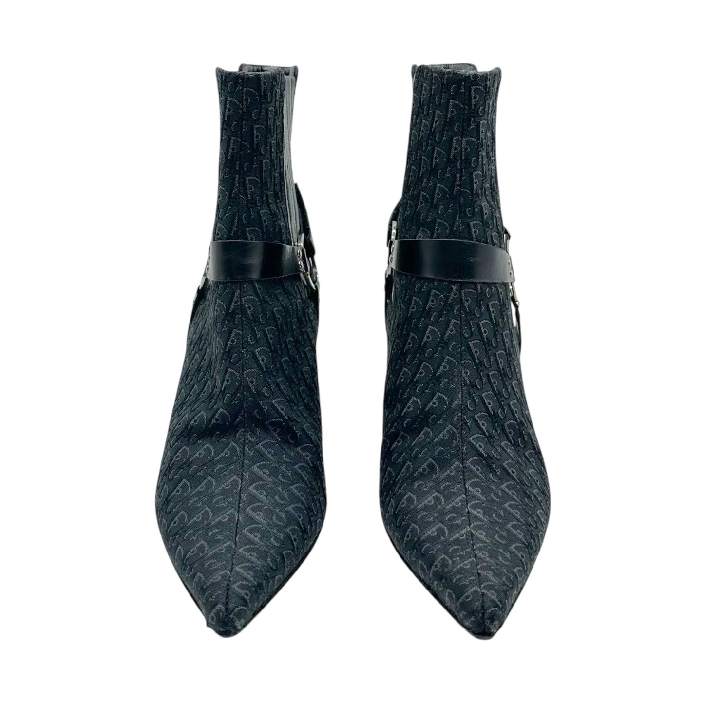 Christian Dior Black Monogram Pointed Toe Heeled Boots