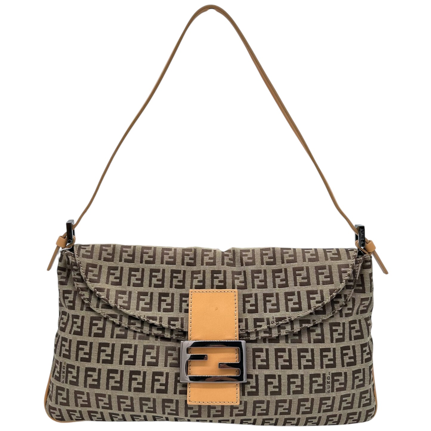 Fendi Tan Zucchino Monogram Fold-Over Baguette Bag - Outfit Repeater