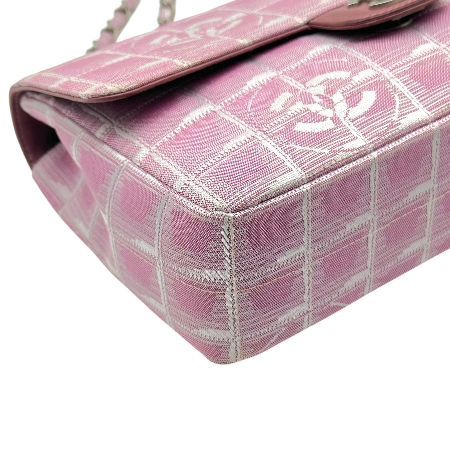 Chanel Pink Canvas & Leather Travel Line Medium Flap Bag 2000-02