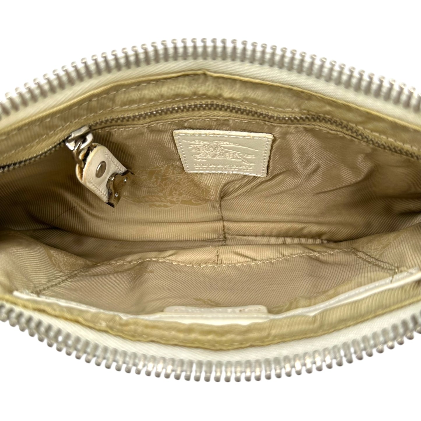 Burberry White Leather Silver Studded Shoulder Bag - Outfit Repeater