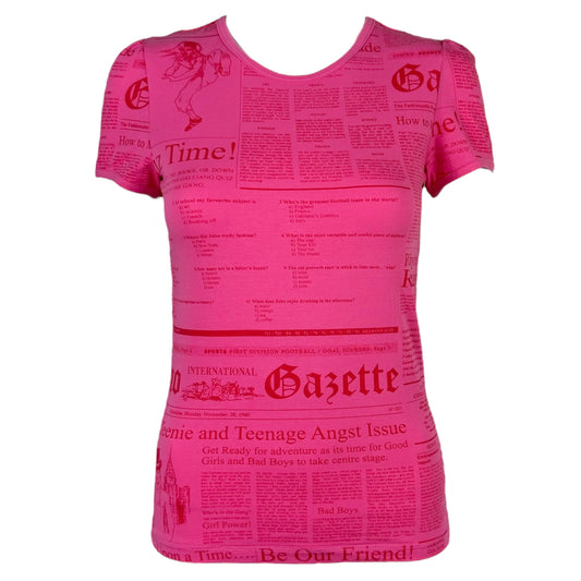 Galliano Hot Pink Gazette News Printed T-Shirt NEW - Outfit Repeater