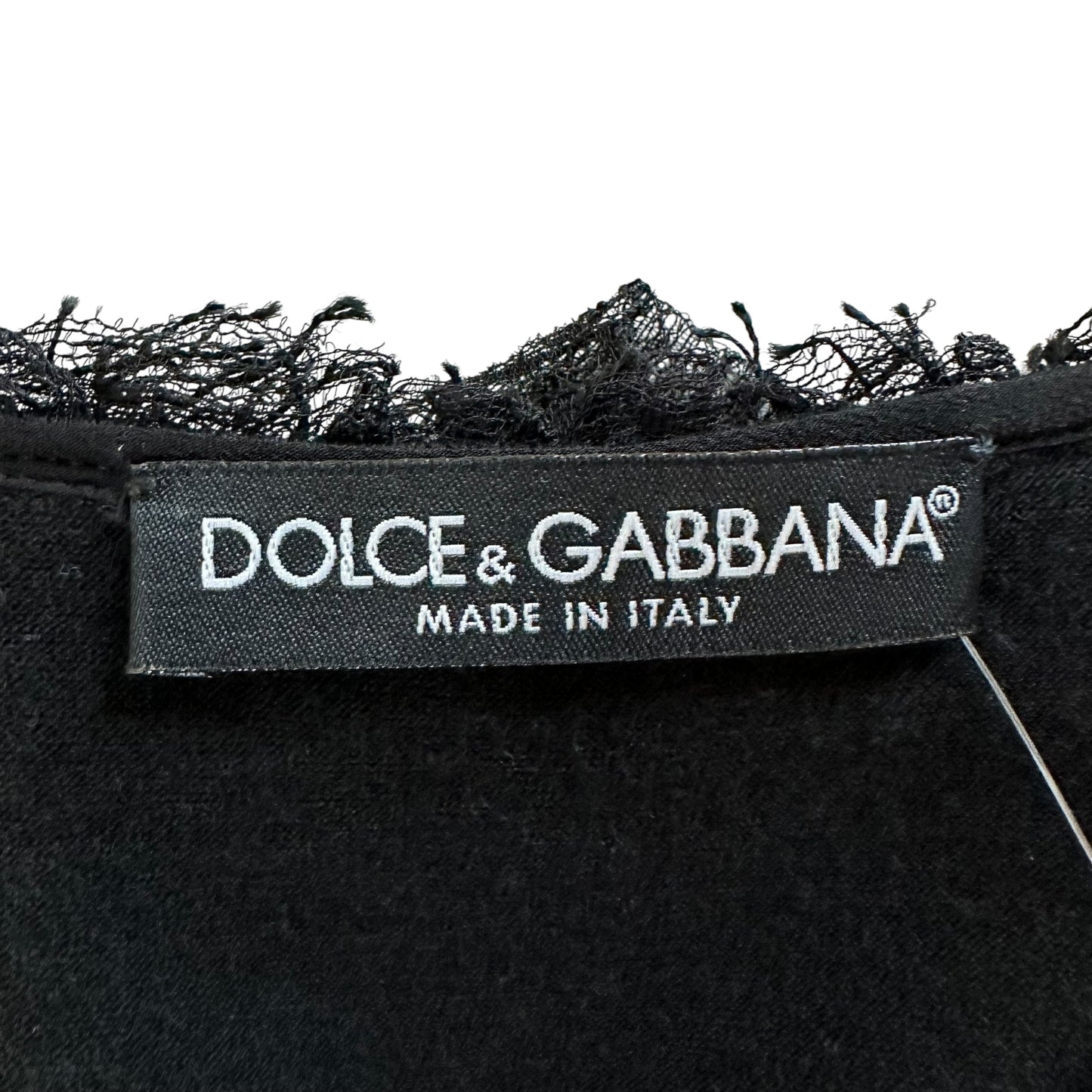 Dolce & Gabbana Black Wool Lace Trim Midi Dress