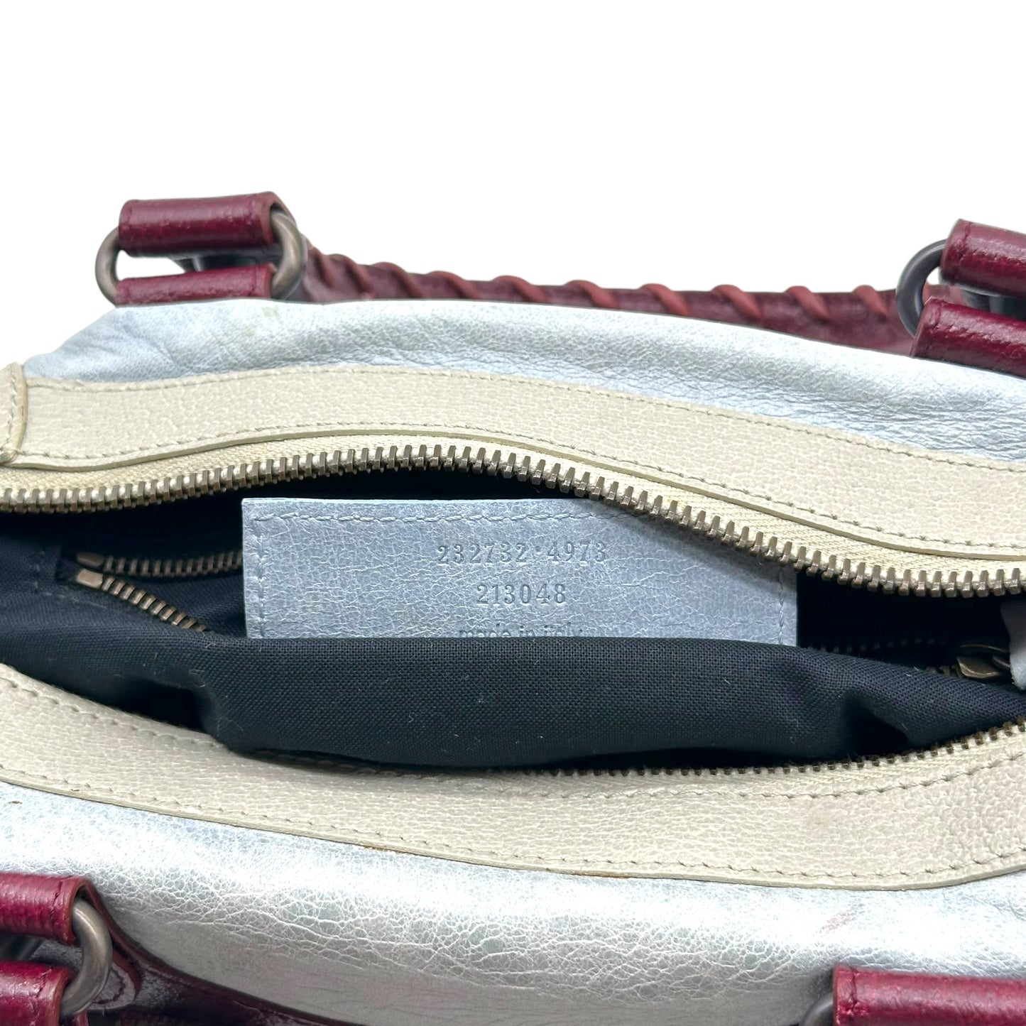 Balenciaga Tri-Colored Burgundy & Blue Mini City 2-Way Bag