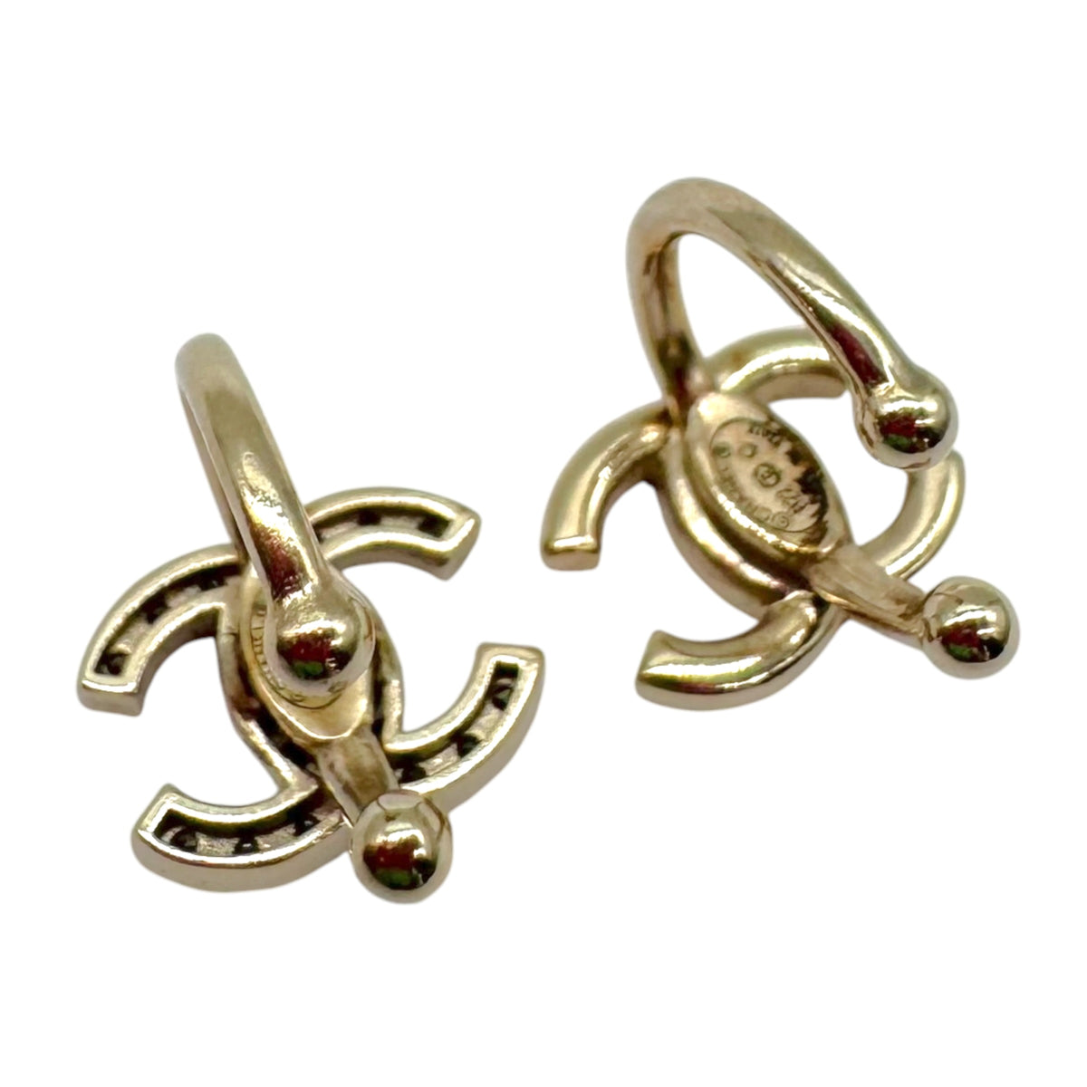 Chanel Gold Crystal Faux Lip Ring Ear Cuff Set