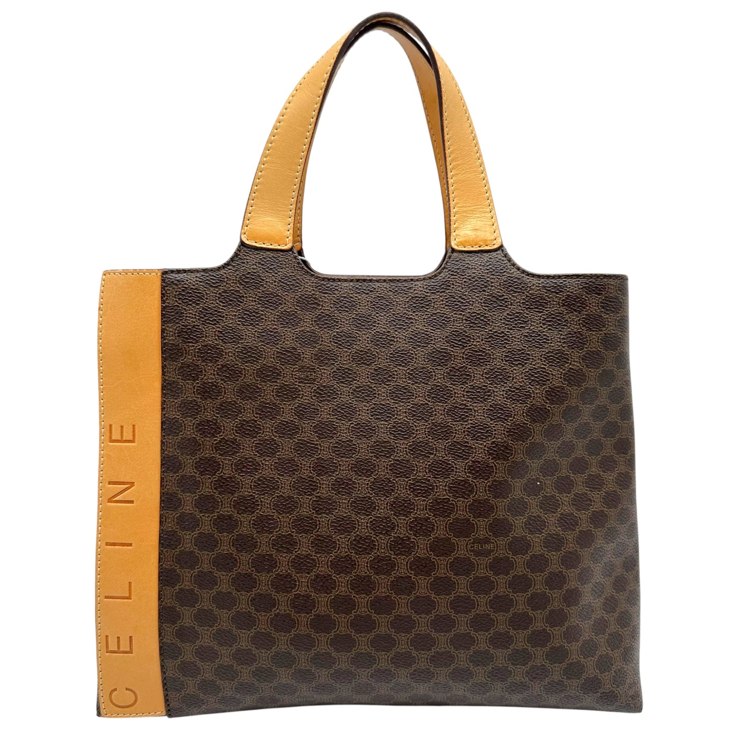 Celine Brown Triomphe Monogram Tote Handbag