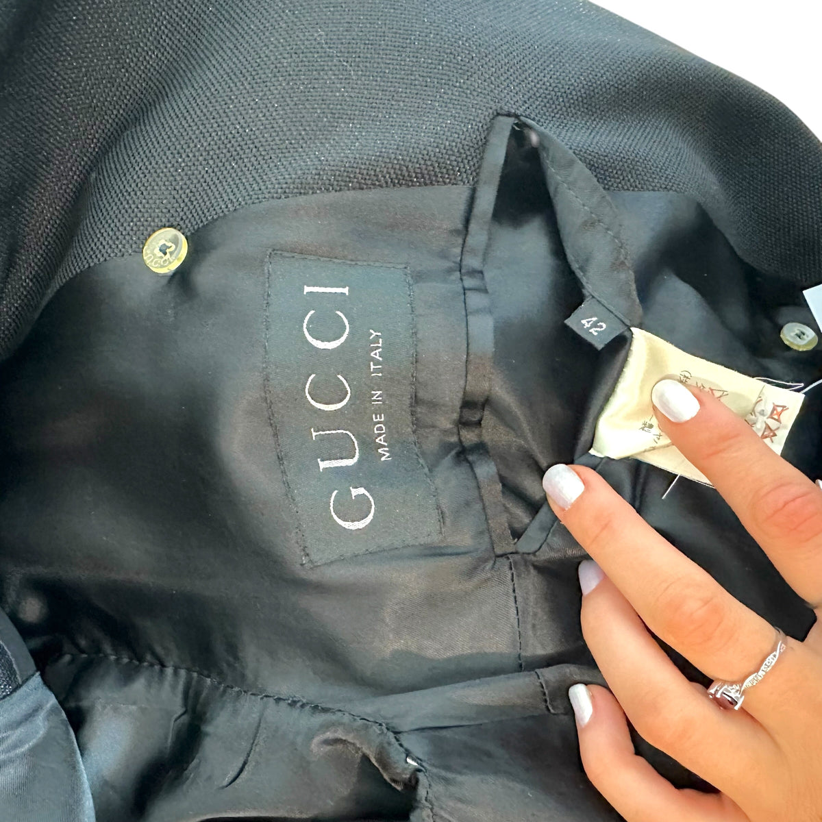 Gucci Black Double Breasted Mid-Length Coat 1990s Vintage