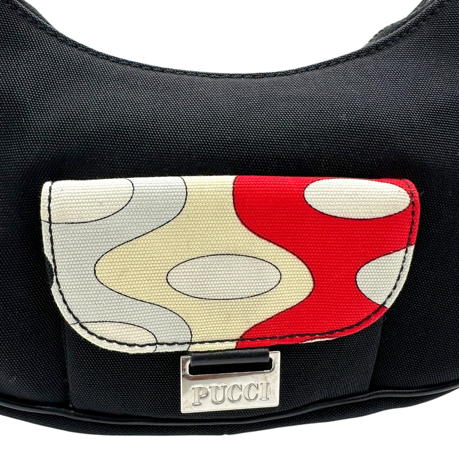 Emilio Pucci Black Crescent Mini Bag w/ Printed Pocket - Outfit Repeater