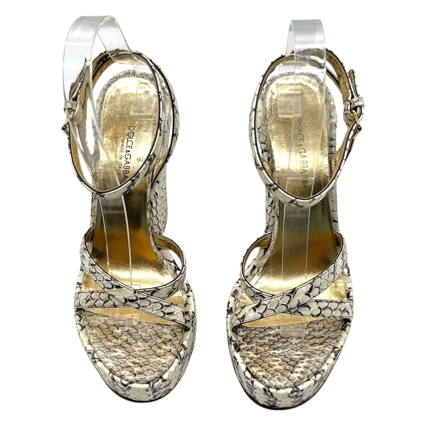 Dolce & Gabbana S/S 2005 Ivory Python Wedge Sandals