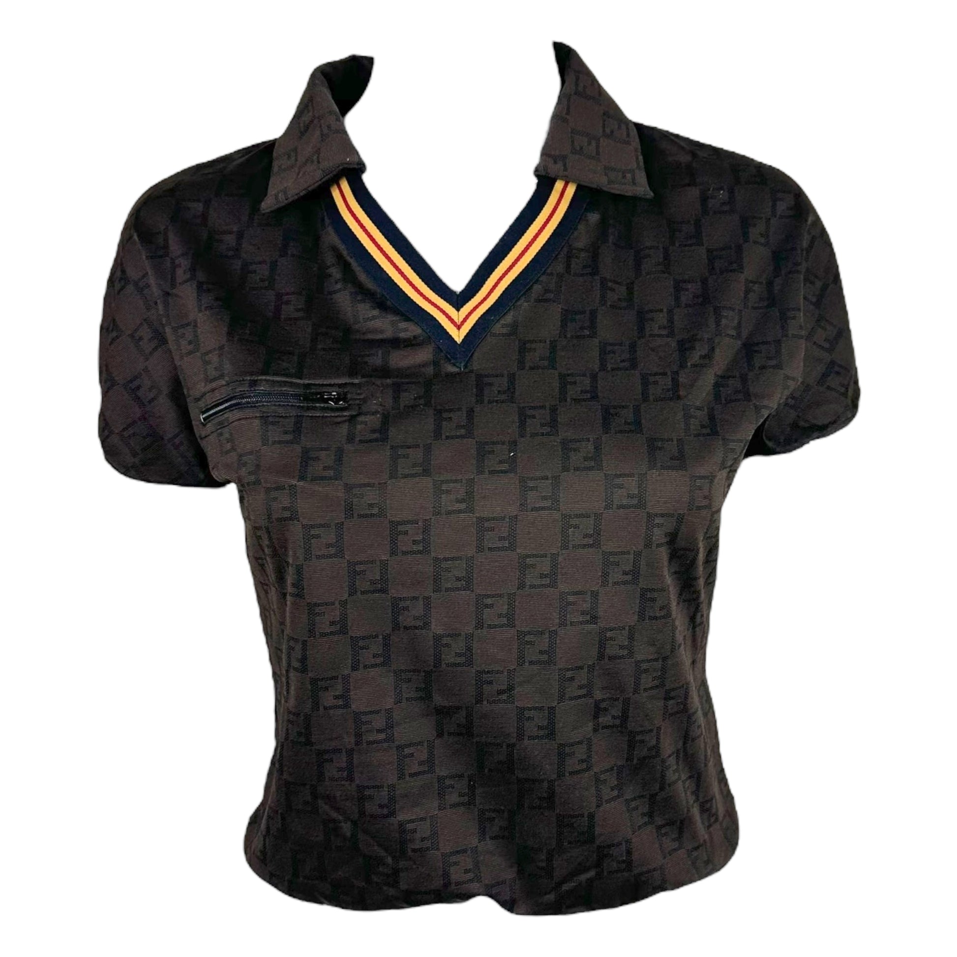 Fendi Brown Zucchino Monogram Crop Polo - Outfit Repeater