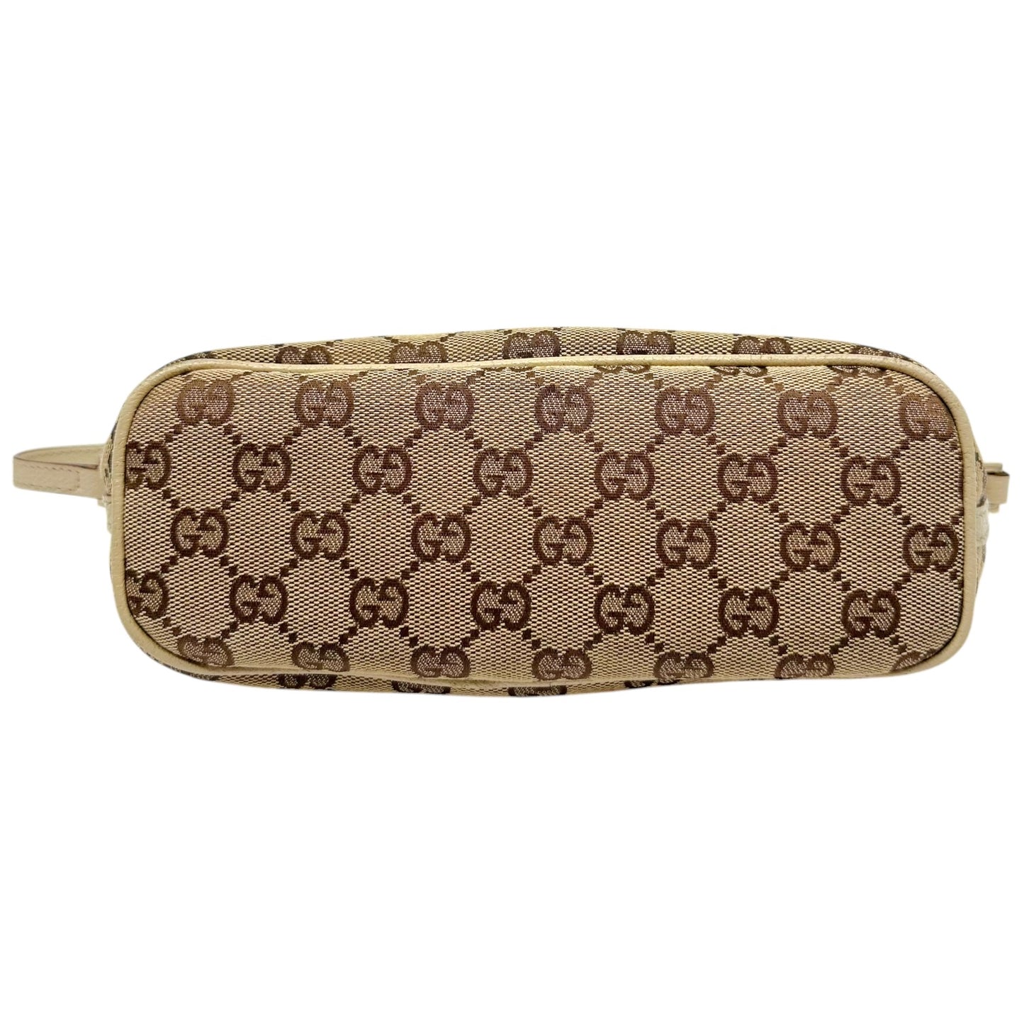 Gucci Tan Monogram & Ivory Leather Boat Pochette Bag