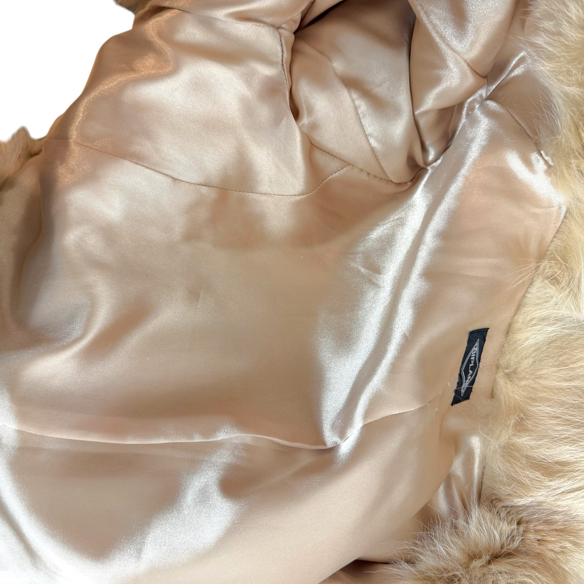 Vintage Biplane Cropped Ivory Fox Fur Coat