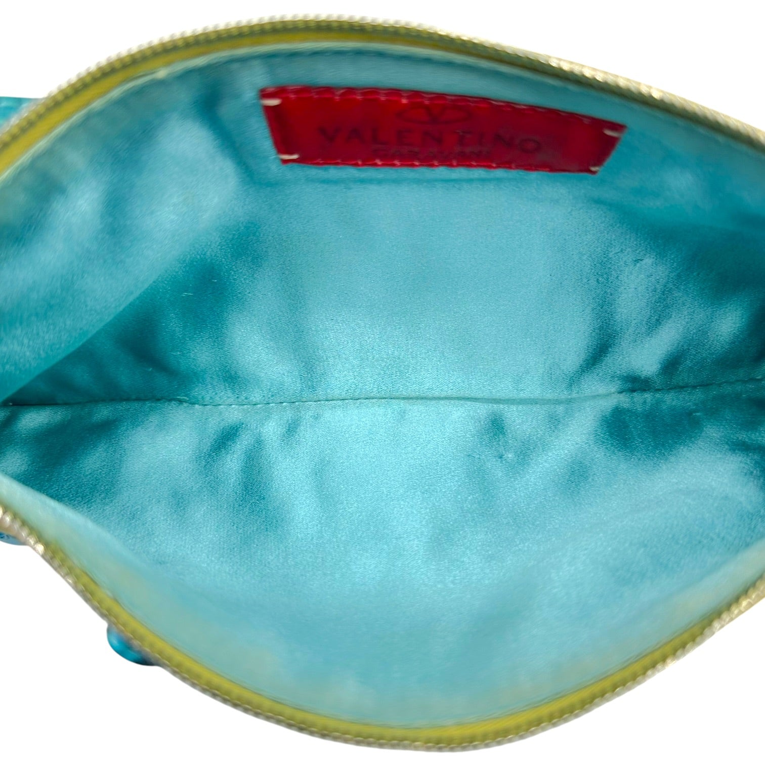 Valentino Green Suede Turquoise Beaded Pochette Bag