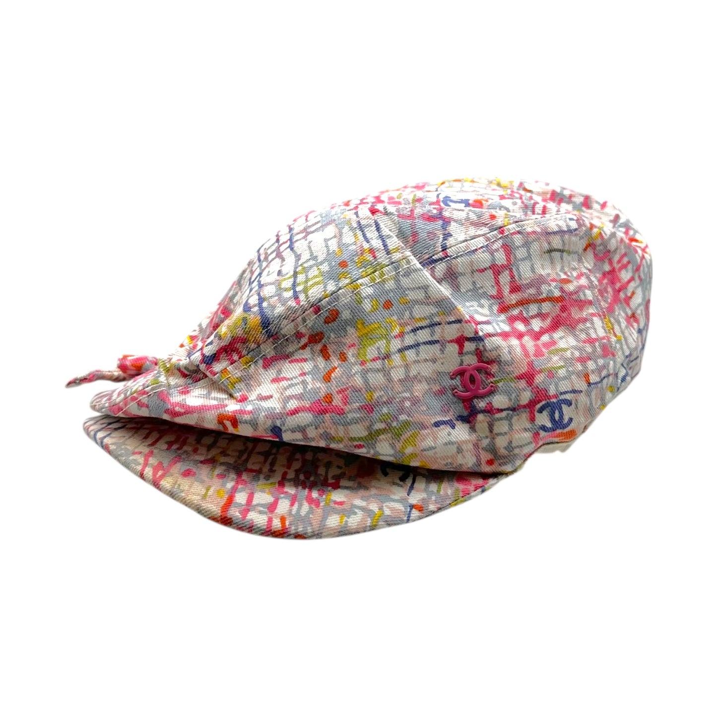 Chanel Multicolor Tweed Print Newsboy Hat