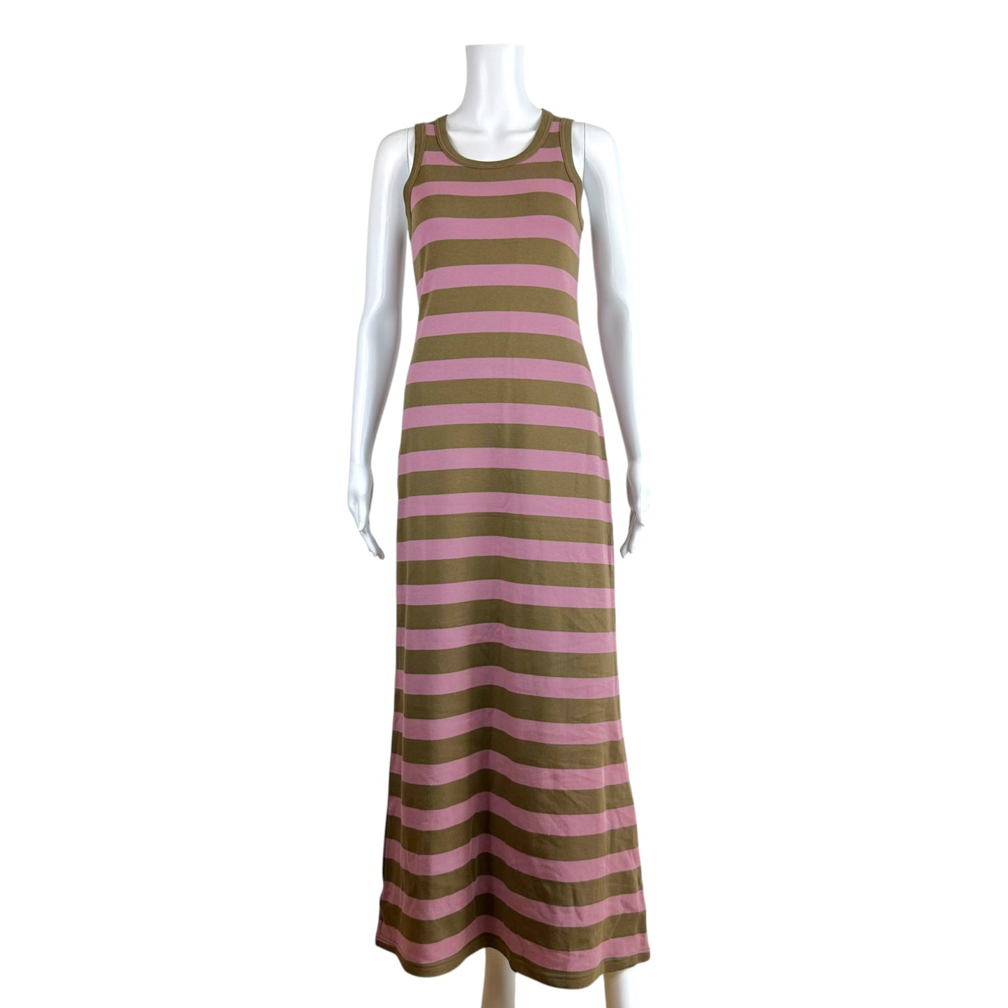 Jean Paul Gaultier Maxi Dress Purple Khaki Striped Sleeveless