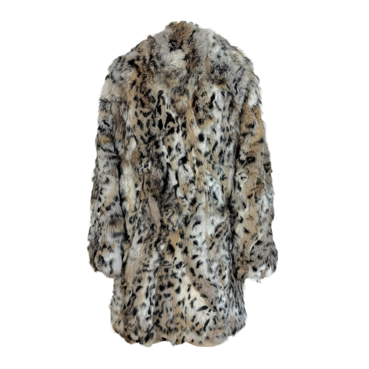 Lydie Dyed Rabbit Fur Coat Lynx Pattern XS