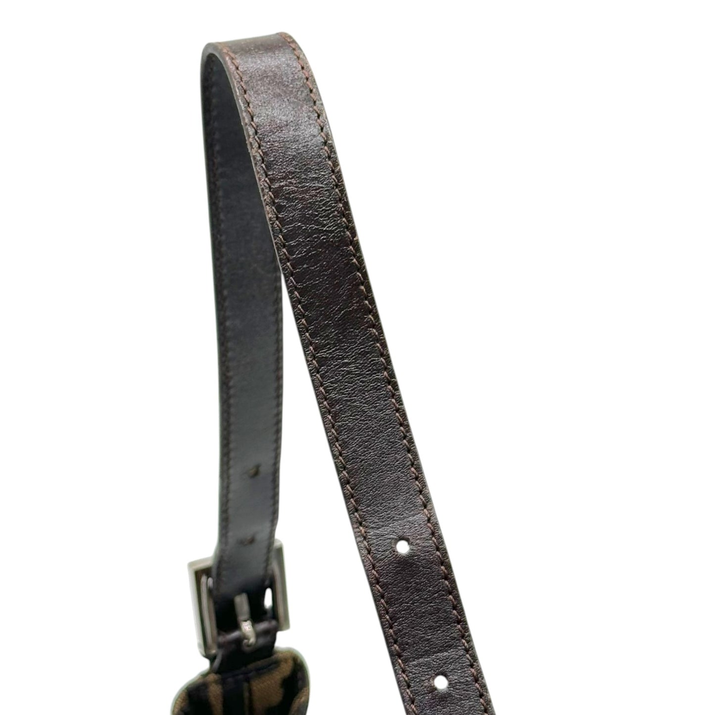 Fendi Brown Classic Zucca Monogram Shoulder Baguette Bag