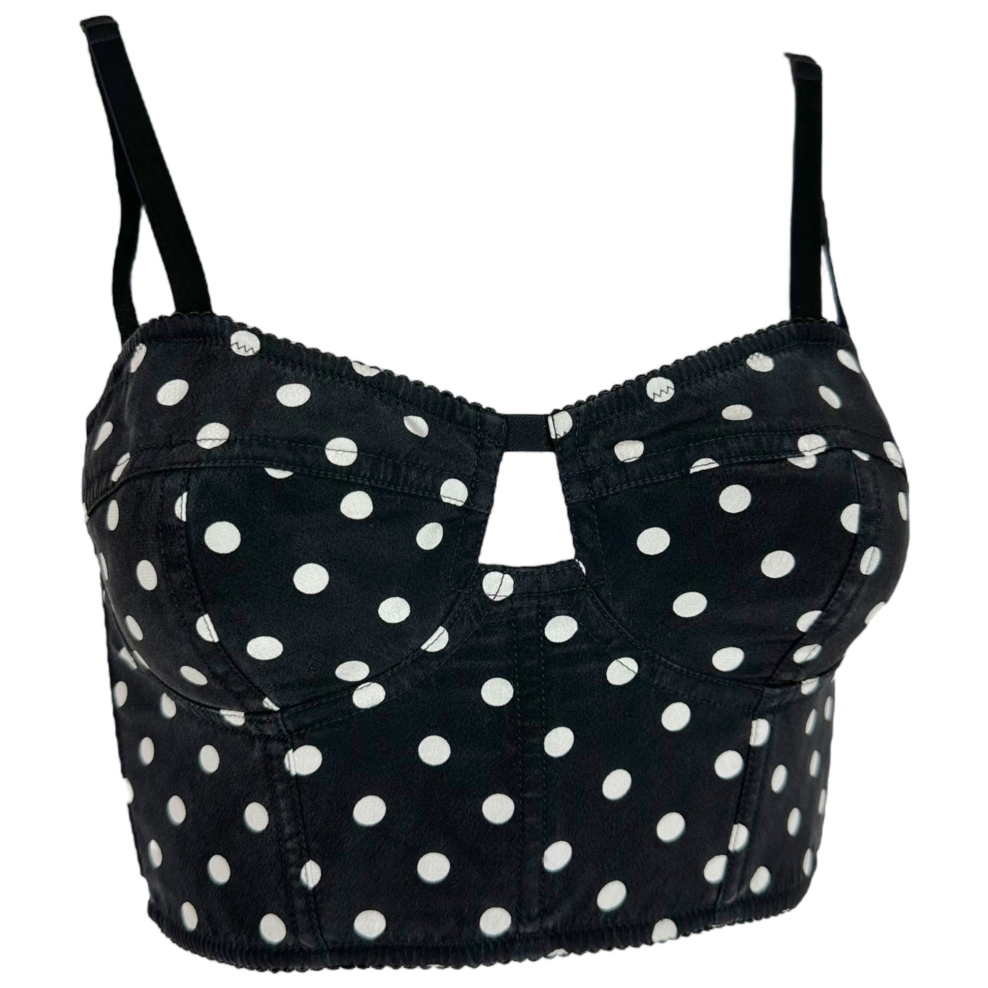 Dolce & Gabbana Black Polka Dot Crop Bustier Bra Top - Outfit Repeater