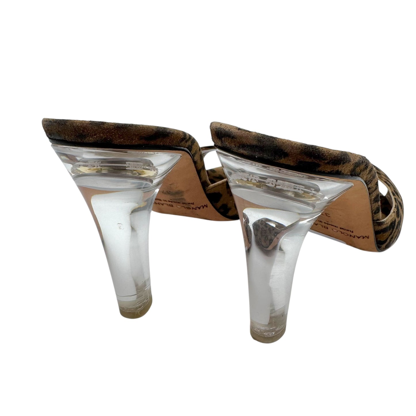 Manolo Blahnik Leopard Print Lucite Heeled Mules - Outfit Repeater