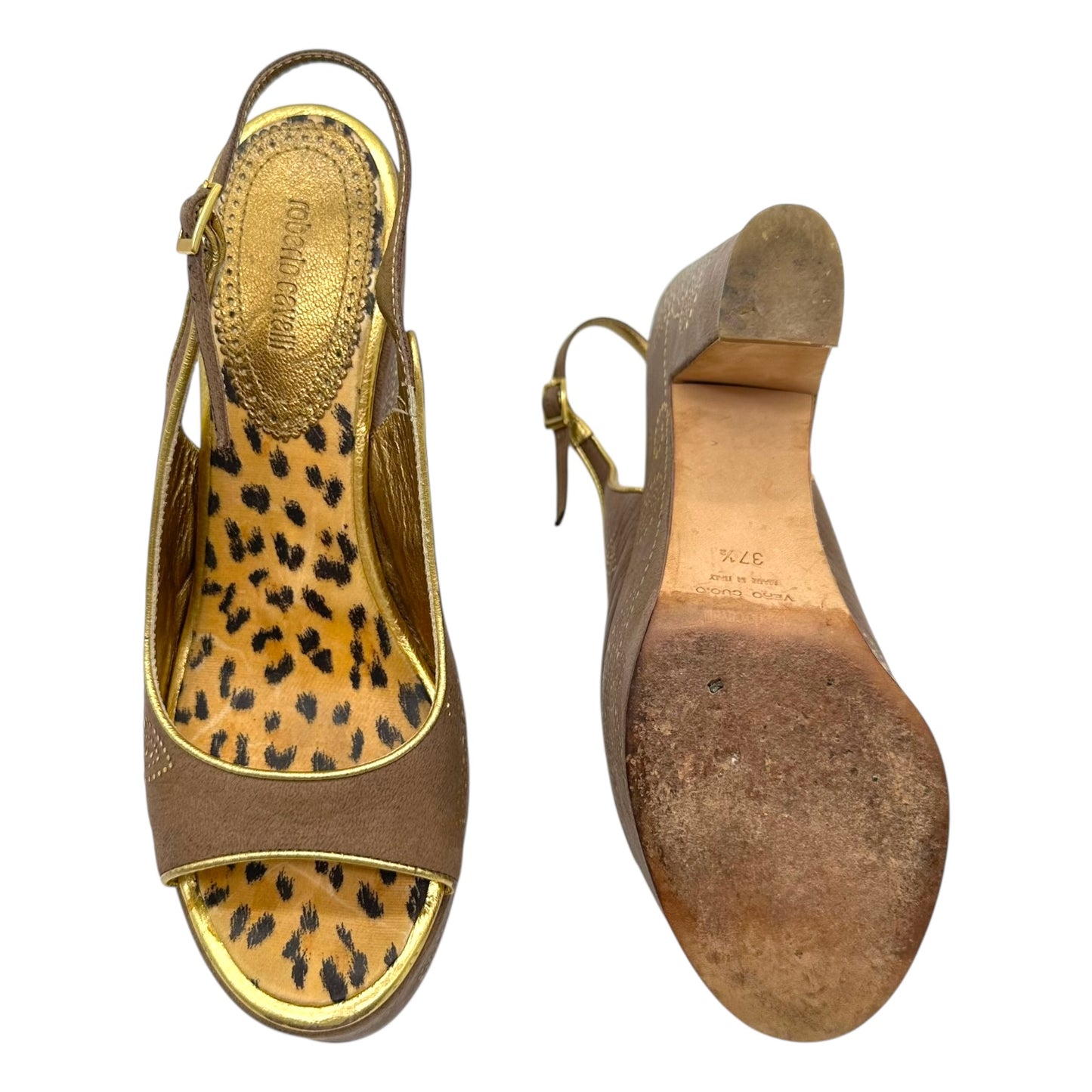 Roberto Cavalli Brown Suede Platform Slingback Heels - Outfit Repeater