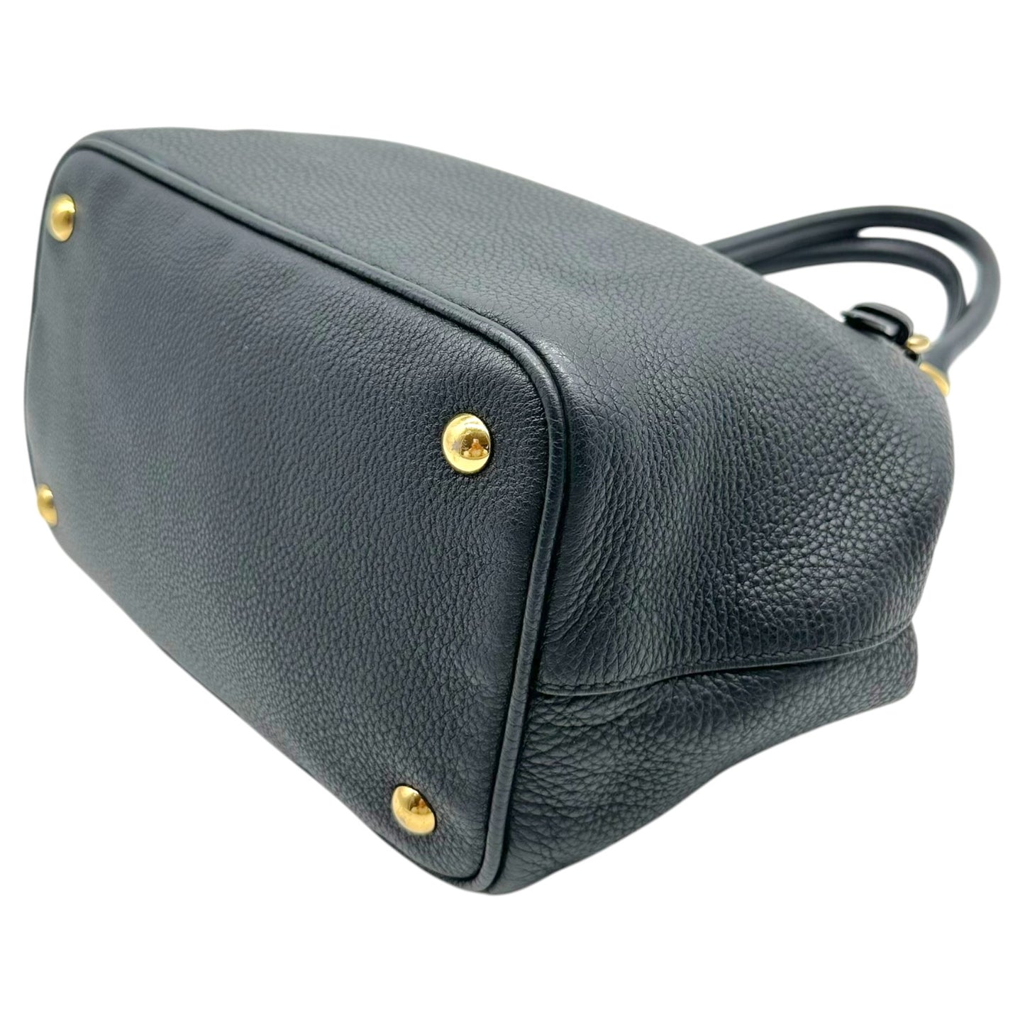 Miu Miu Black Gold Leather Top Handle Bag