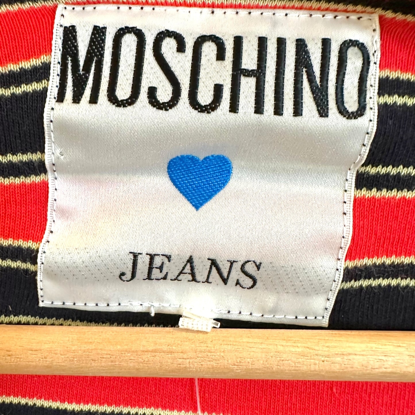 Moschino Jeans Red & Black Striped Logo Hoodie