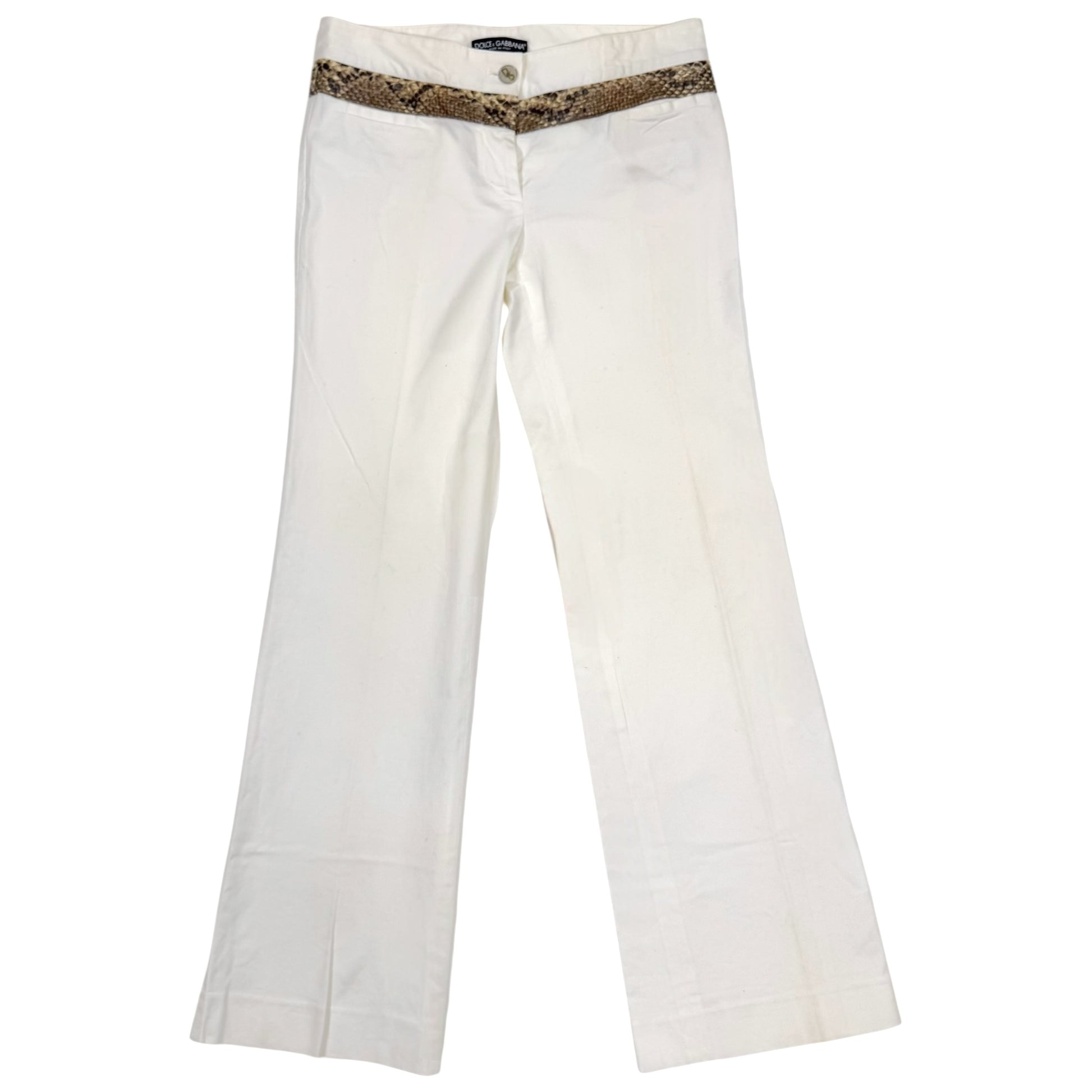 Dolce & Gabbana S/S 2005 White Python Trim Trousers - Outfit Repeater