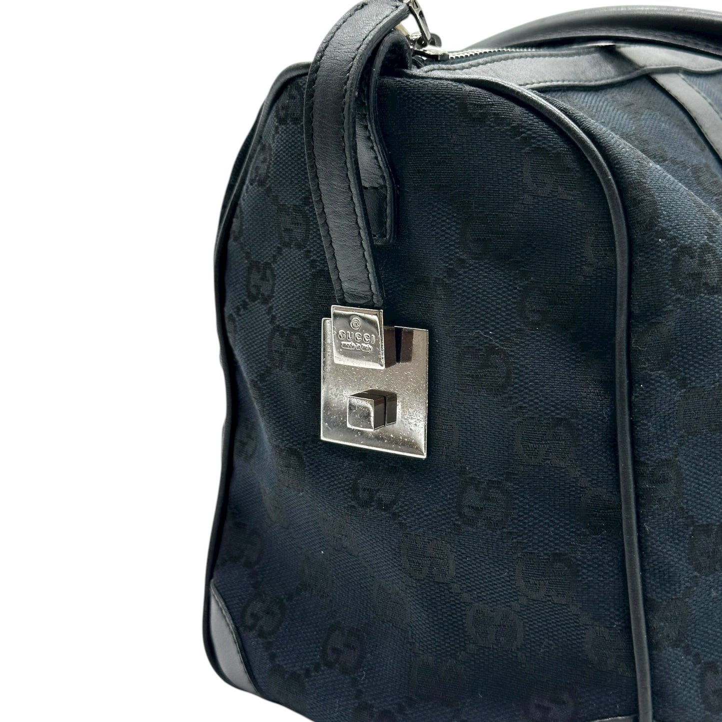 Gucci Black Monogram Boston Shoulder Bag