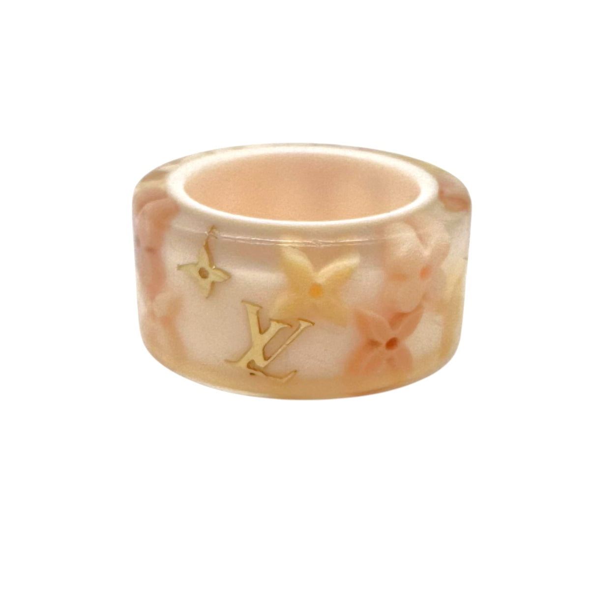 Louis Vuitton Logo Inclusion Ring Ivory Gold Pink