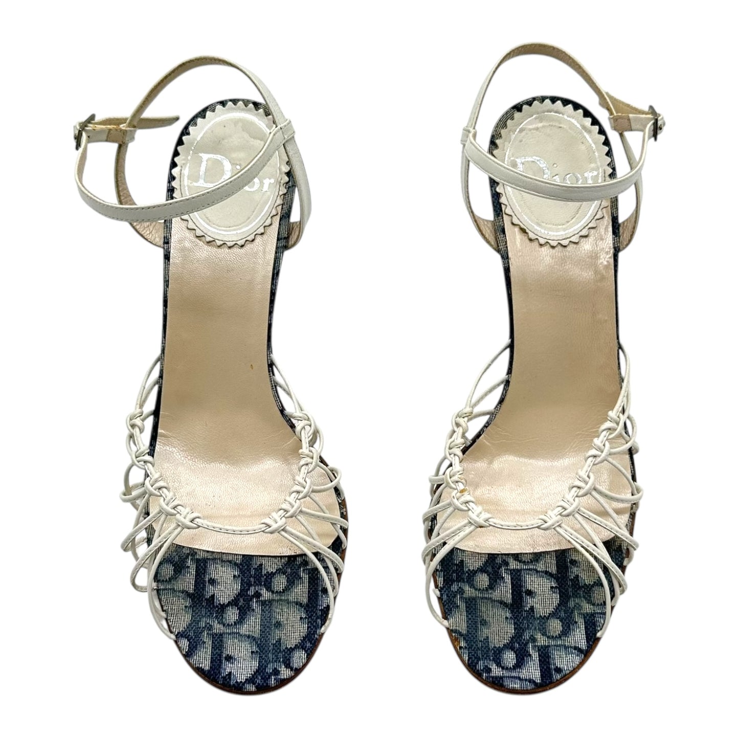 Christian Dior Blue Trotter Monogram Heeled Sandals