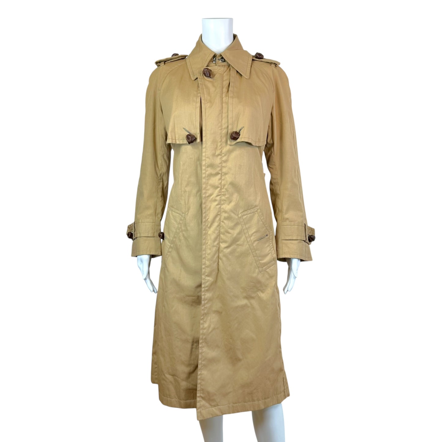 Dsquared2 Beige Trench Coat With Woven Leather Buttons