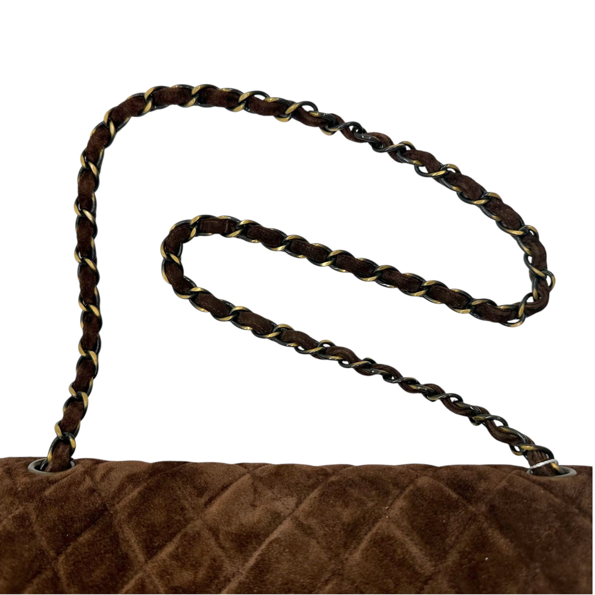 Chanel Brown Suede Medium Flap Shoulder Bag - Outfit Repeater