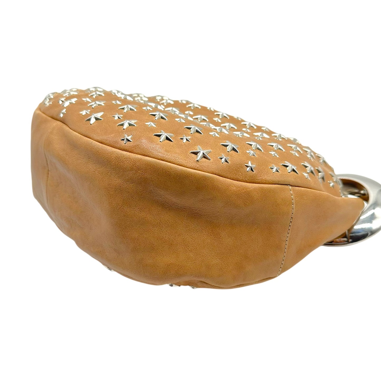 Jimmy Choo Tan Hobo Shoulder Bag With Star Studs