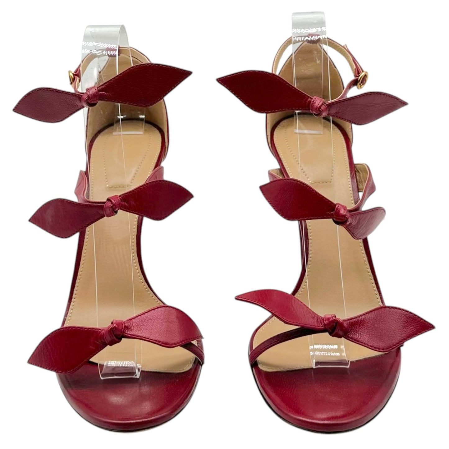 Chloé Red Bow Embellished Strappy Sandal Heels