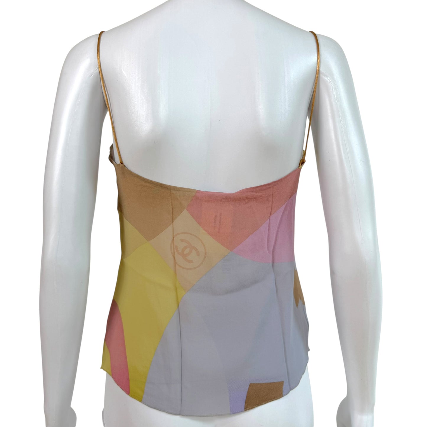 Chanel Cruise 2001 Pastel Multicolor Silk Logo Cami