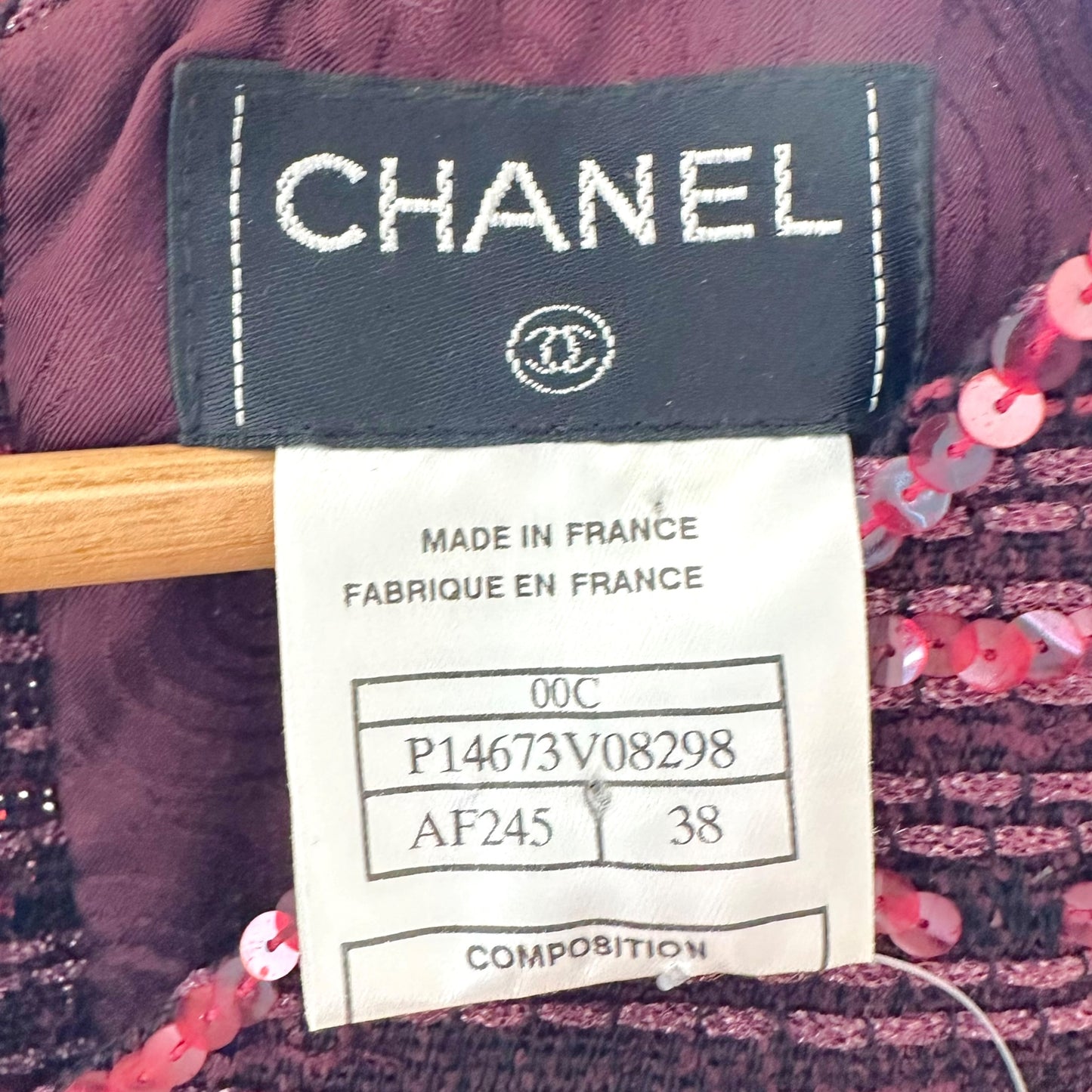Chanel Tweed Top Pink Purple Sequin Embellished Fitted