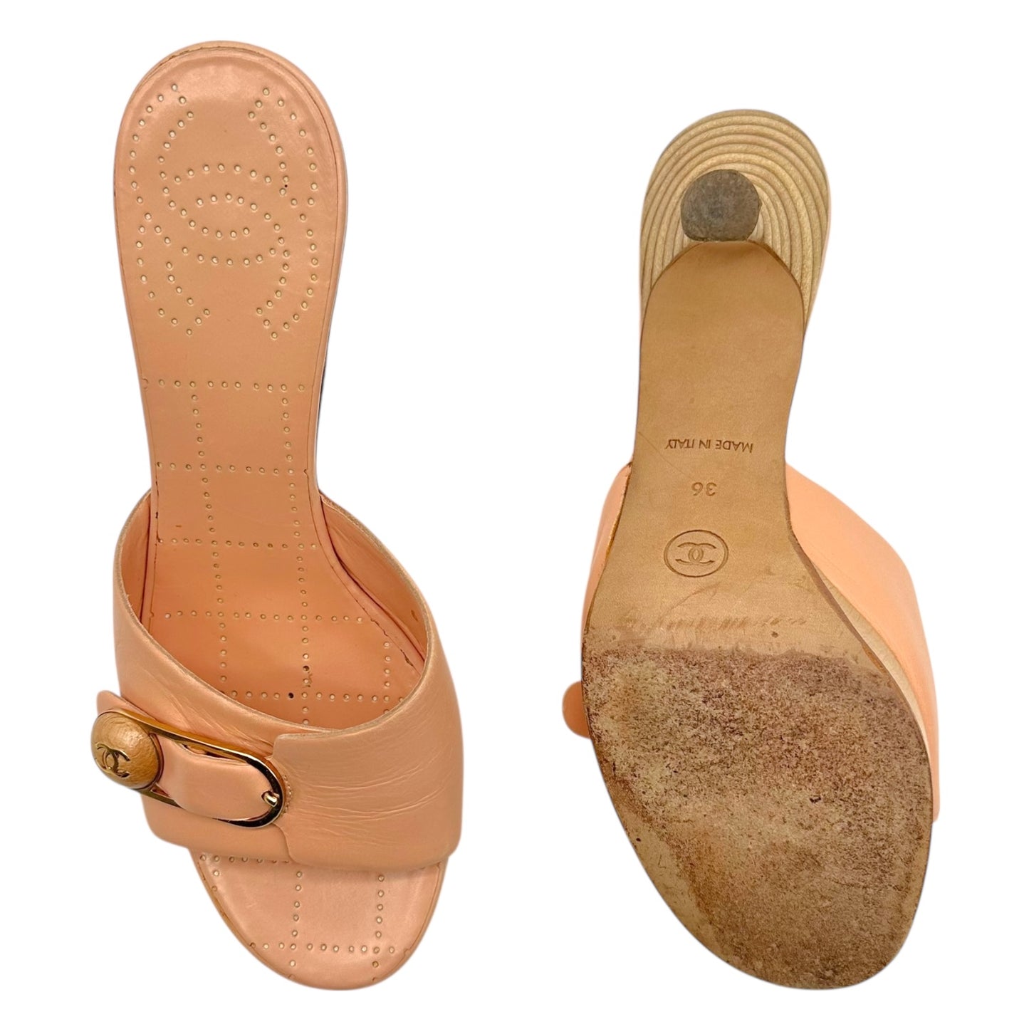 Chanel Light Pink Safety Pin Mule Heels