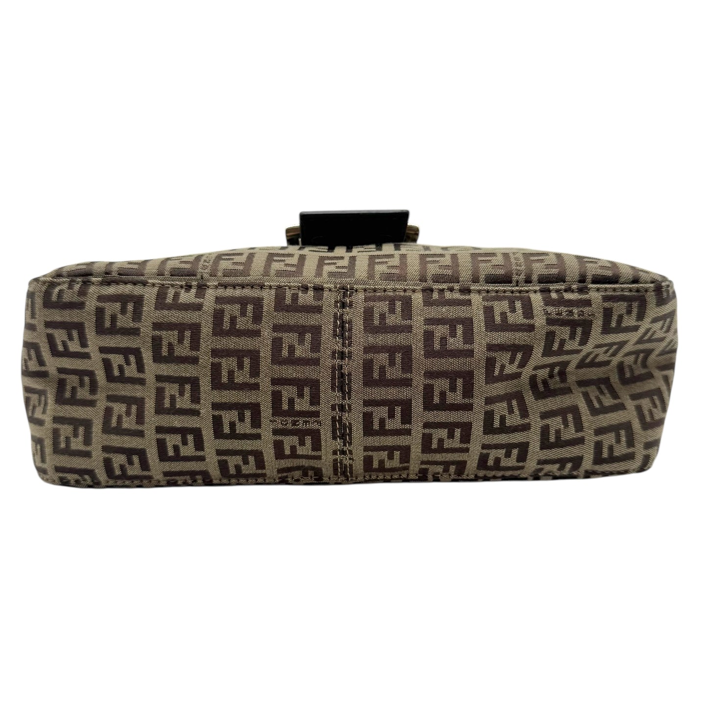 Fendi Beige & Brown Zucchino Monogram Fold-Over Baguette Bag