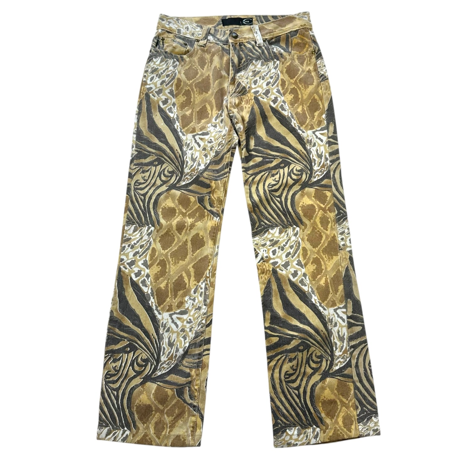Just Cavalli Roberto Cavalli Beige Animal Print Jeans