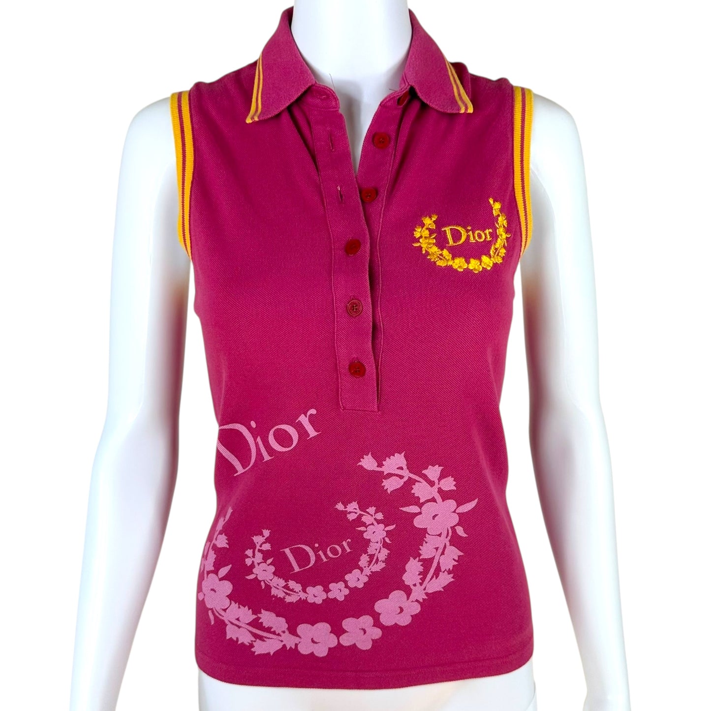 Christian Dior F/W 2004 Hot Pink Monogram Sleeveless Polo