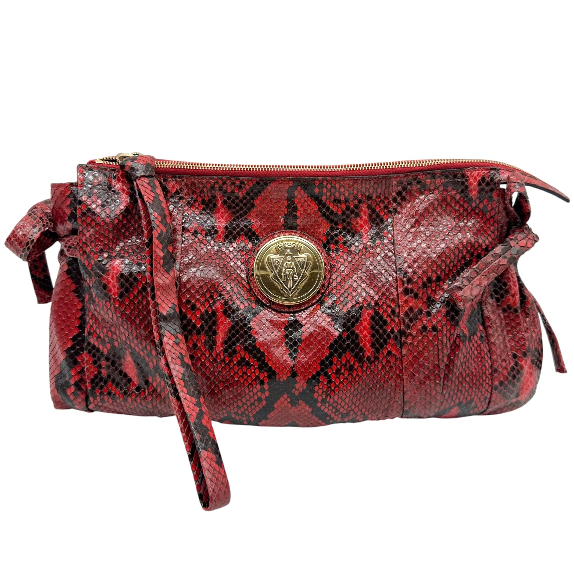Gucci Python Hysteria Clutch Bag Red Black