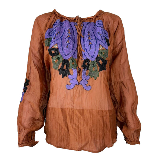 Emilio Pucci Brown Beaded Peasant Blouse - Outfit Repeater
