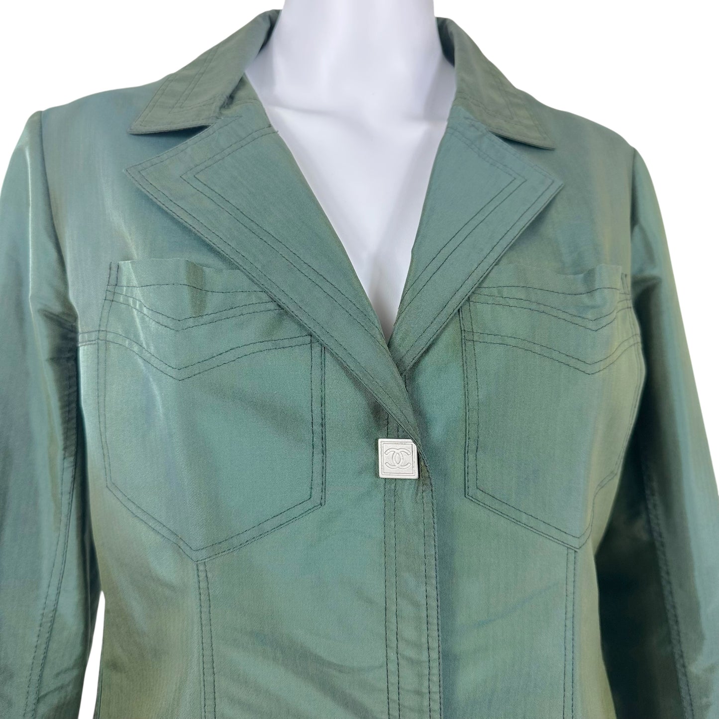 Chanel Autumn 2002 Forest Green Nylon Trench Coat