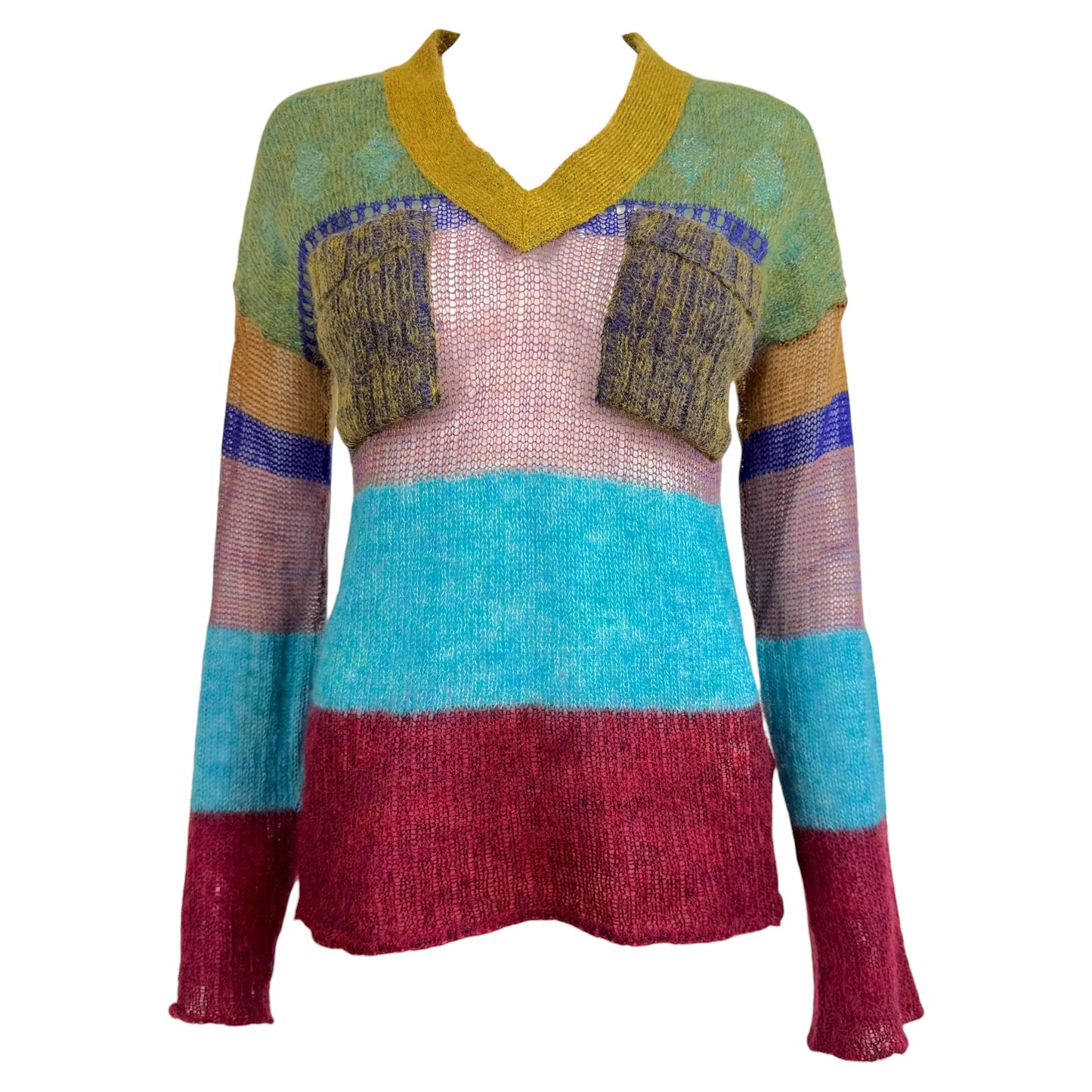 Vivienne Westwood Red Label Multicolor Striped Semi-Sheer Mohair Knit Sweater