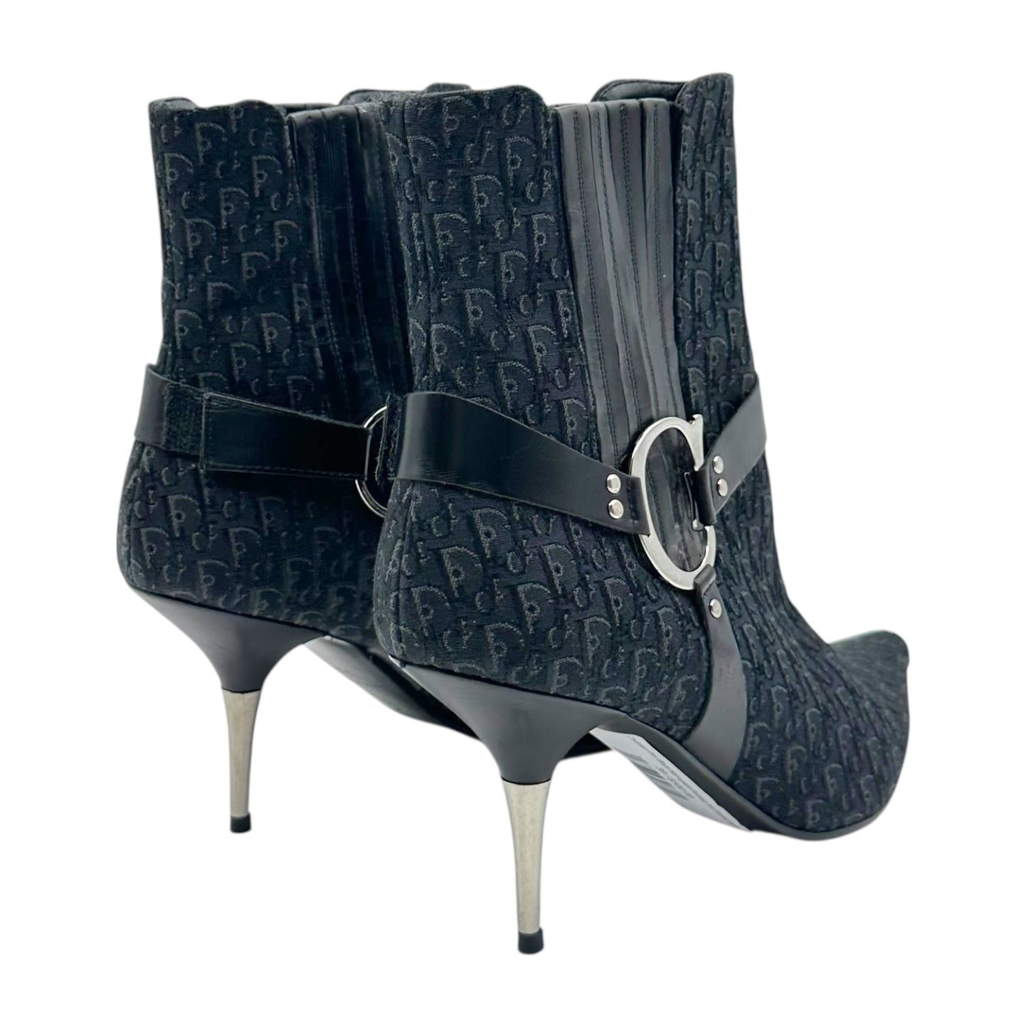 Christian Dior Black Monogram Pointed Toe Heeled Boots