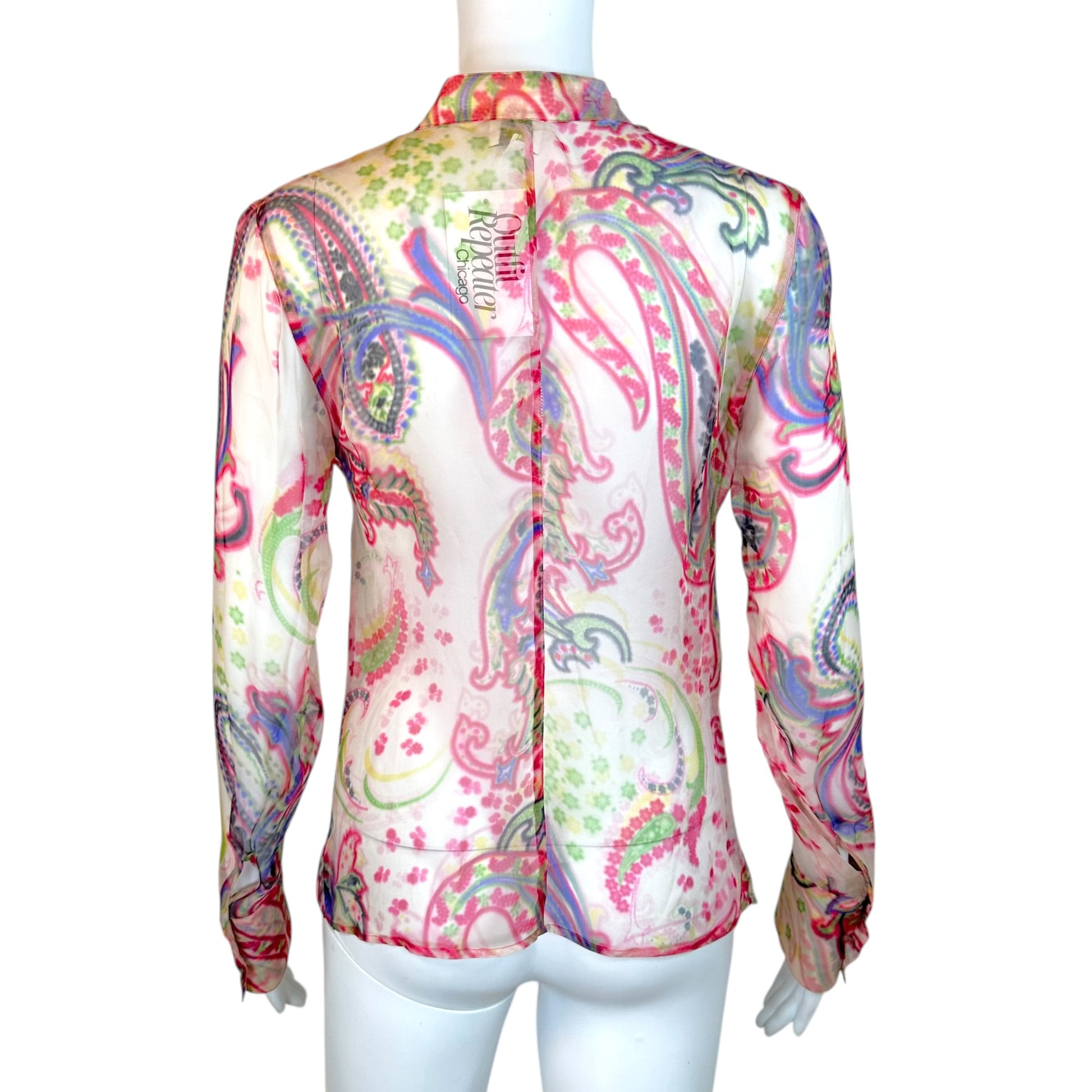 Armani Collezioni Pink Paisley Print Silk Blouse
