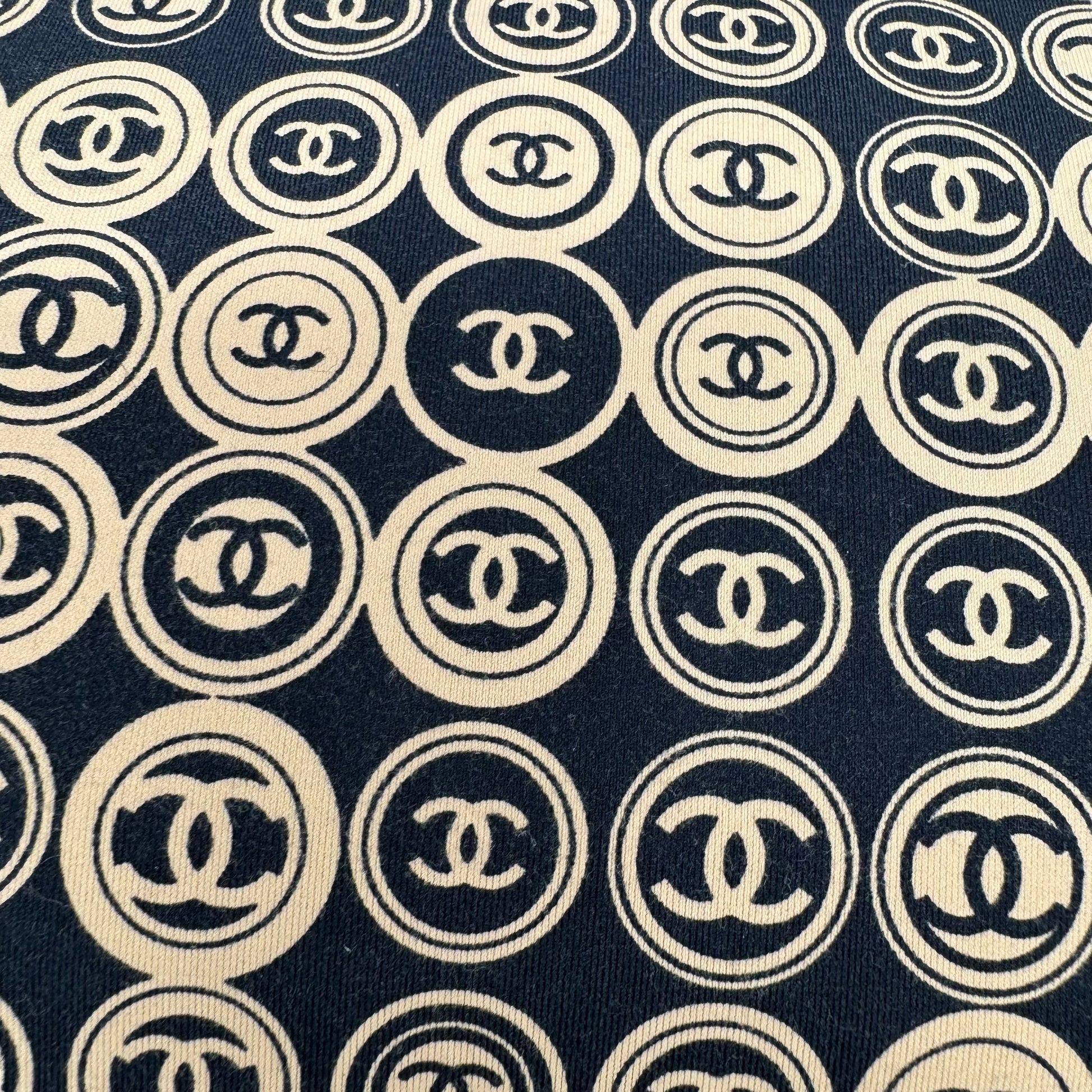 Chanel A/W 2003 Beige & Black Logo Print Oversized Clutch Bag - Outfit Repeater