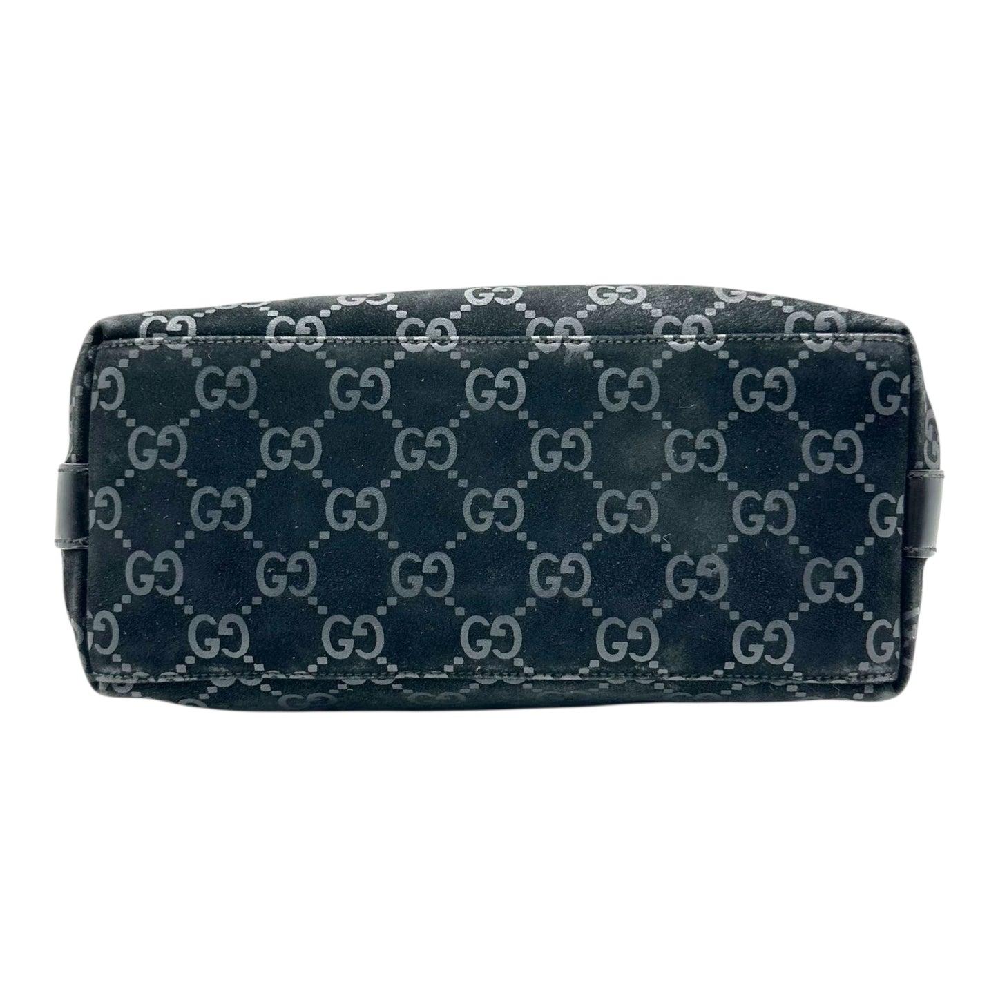 Gucci Black Suede Monogram Shoulder Bag