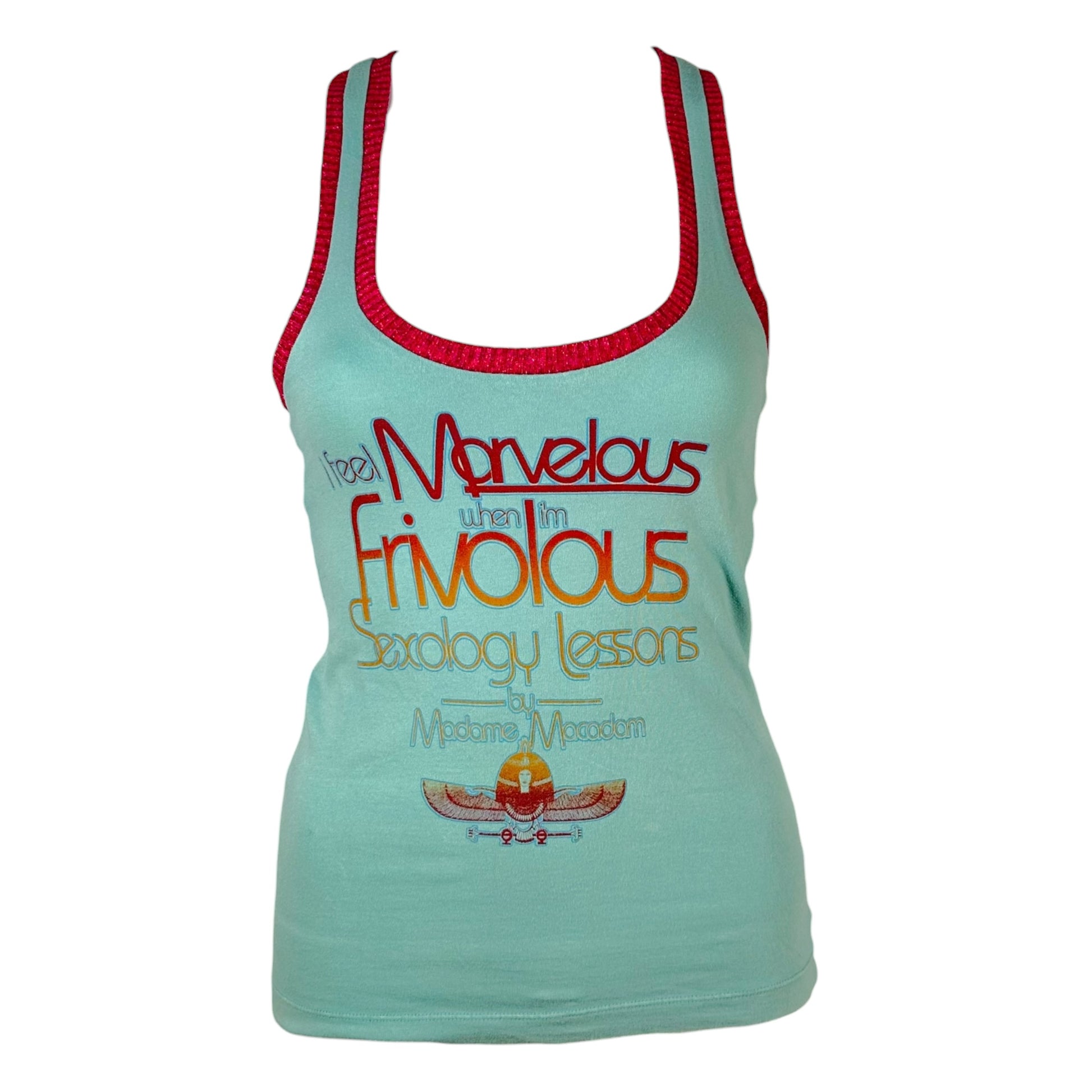 D&G Turquoise Graphic Tank Top with Red Trim