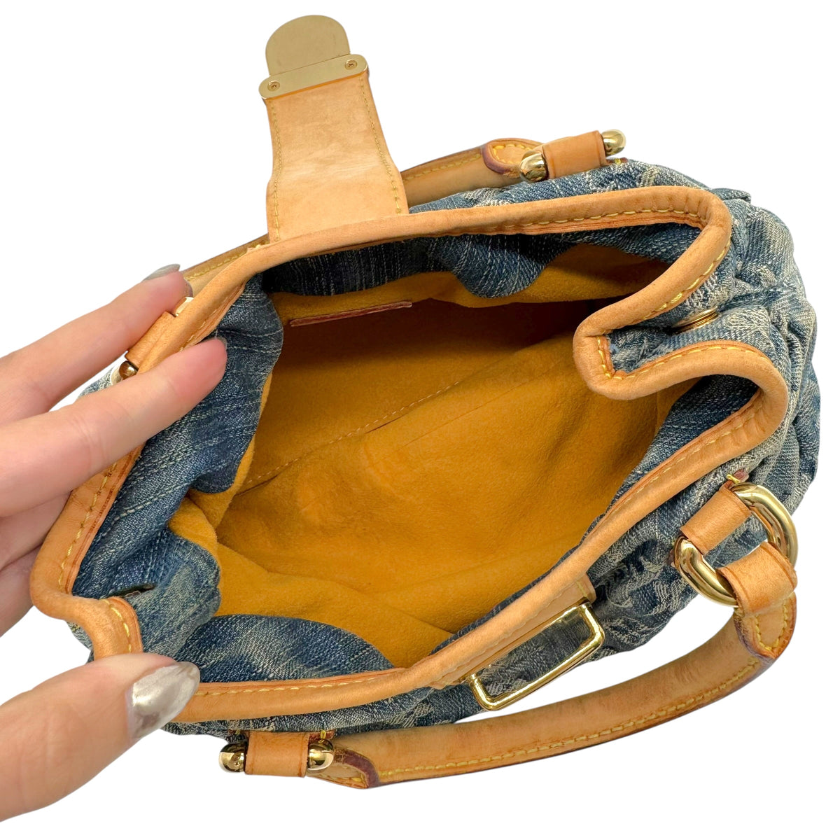 Louis Vuitton Mini Pleaty Handbag Blue Denim