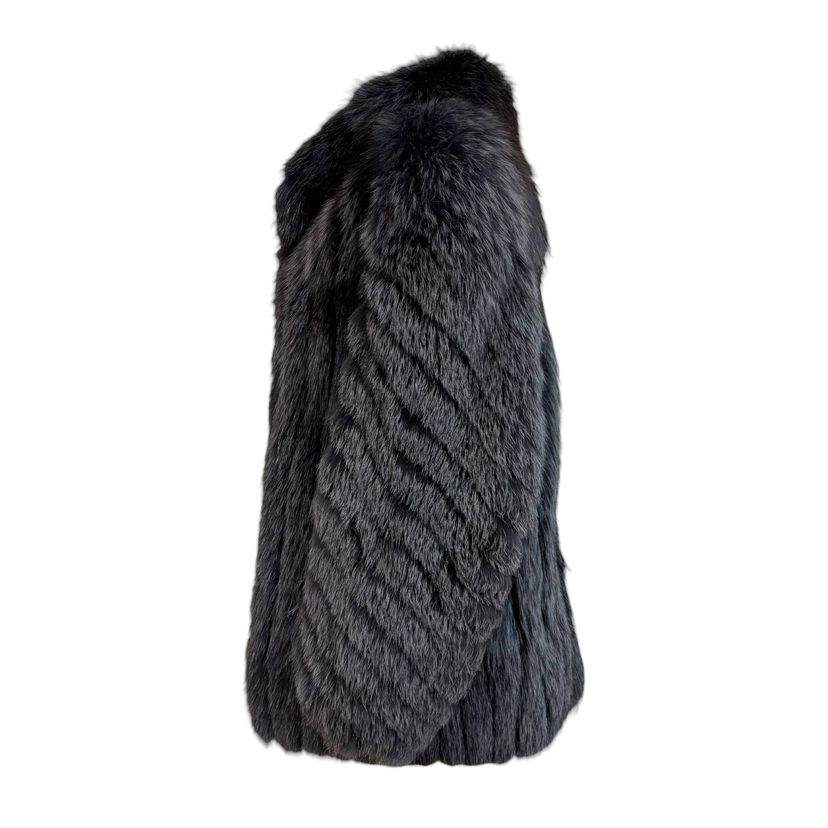 Emba Blue Gray Dyed Fox Fur Coat